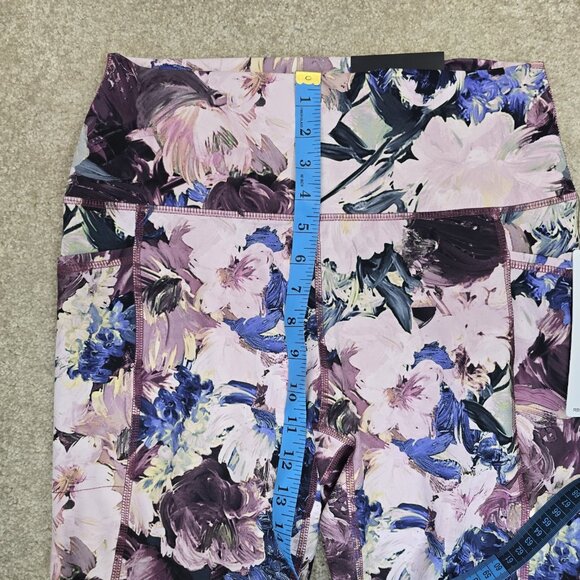 NEW RBX High Waisted Ankle Length Leggings Size Large Purple Floral Stretch NWT - Picture 12 of 13